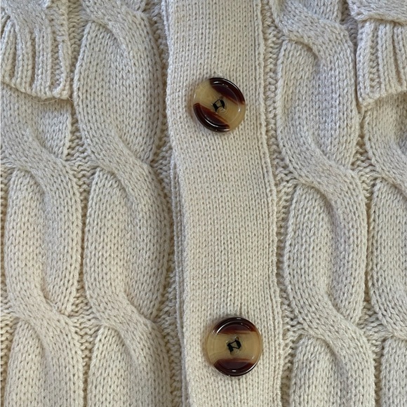 PrettyGarden Cable Knit Button Down Chunky Cardigan Sweater Small White Long - Picture 9 of 12